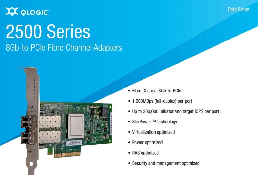 RaidStorage QLogic QLE2562-CK QLE2562 2 порта 8 Гбит/с Dual SFP + FC SR-Optical PCIe контроллер адаптеры
