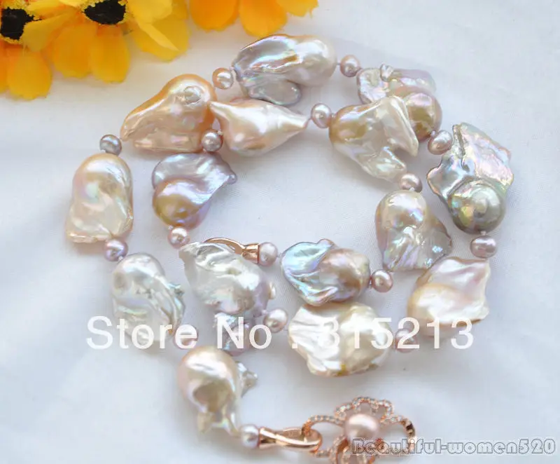 

ddh00769 PINK LAVENDER BAROQUE KESHI REBORN PEARL NECKLACE 28% Discount (A0511)