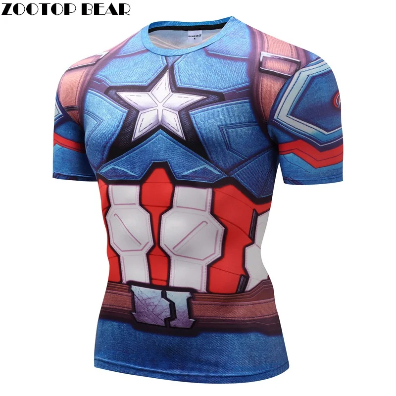 

Capatain American/Iron Man/Winter Soilder T shirts Compression Fitness T-shirts Short Sleeve Bodybuilding Top Tee Crossfit Brand