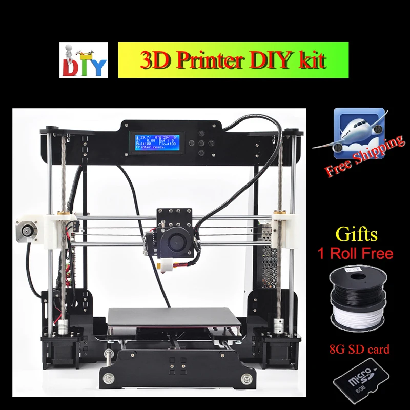  2015 New Upgraded Quality High Precision Reprap Prusa I3 -X DIY Full Acrylic 3d Printer Kits Free LCD black color available 