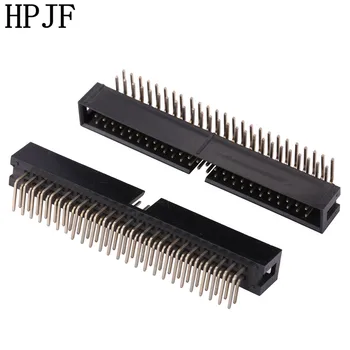 

10PCS DC3 50 Pin 2x25Pin Right Angle Double Row Pitch 2.54mm Double-spaced Pin Male IDC Socket Box Header Connector High Quality