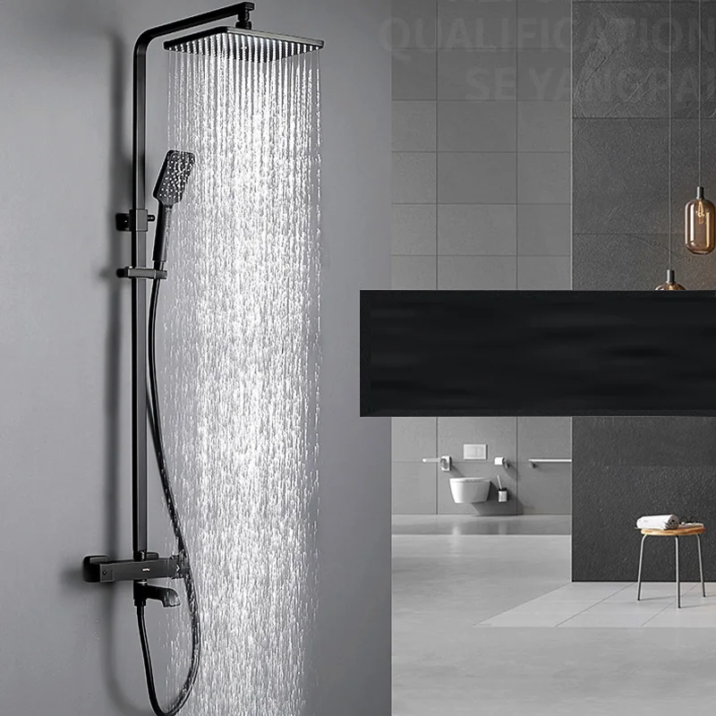 

New bathroom thermostat shower set home full copper black shower home full copper faucet wall sprinkler