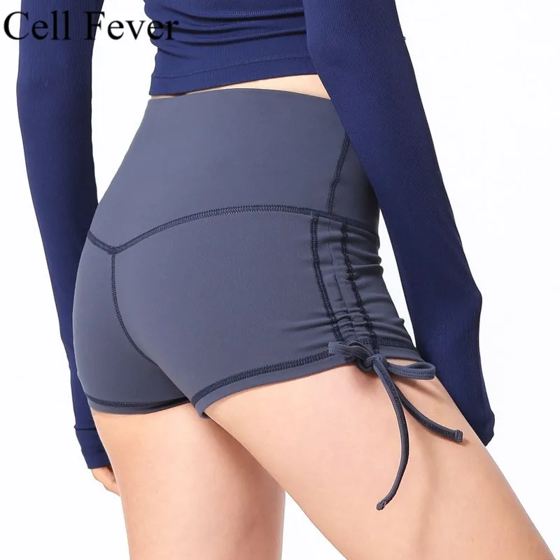 

Yoga Shorts Women High Waist Solid Breathable Sports Running Fitness Shorts 2019 New Drawstring Workout Gym Athletic Shorts