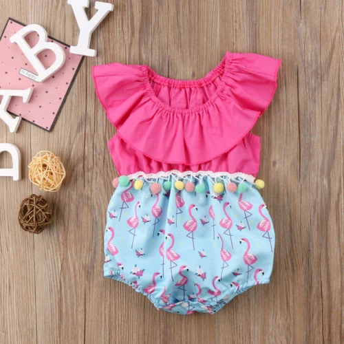 baby girl flamingo romper
