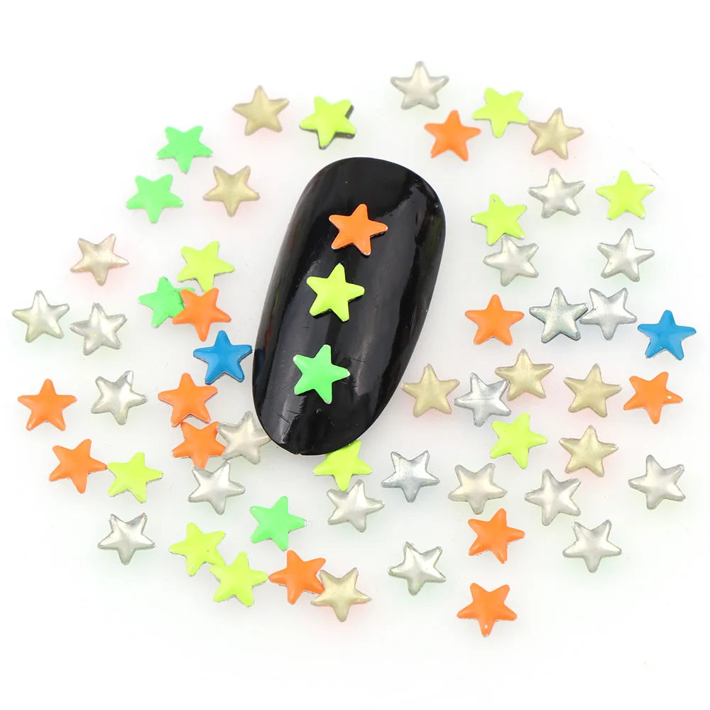 

About 1000Pcs 5mm Fluorescent Color Pentagram Hotfix Punk Style Nail Art Decoration For DIY Nail Art Colorful Rivet Accessories
