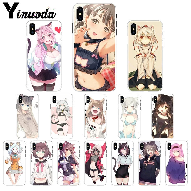 

Yinuoda Sexy cartoon the anime kawaii Girl Cat Coque Shell Phone Case for Apple iPhone 7 6 6S Plus X XS MAX 8 5 5S SE XR Cases