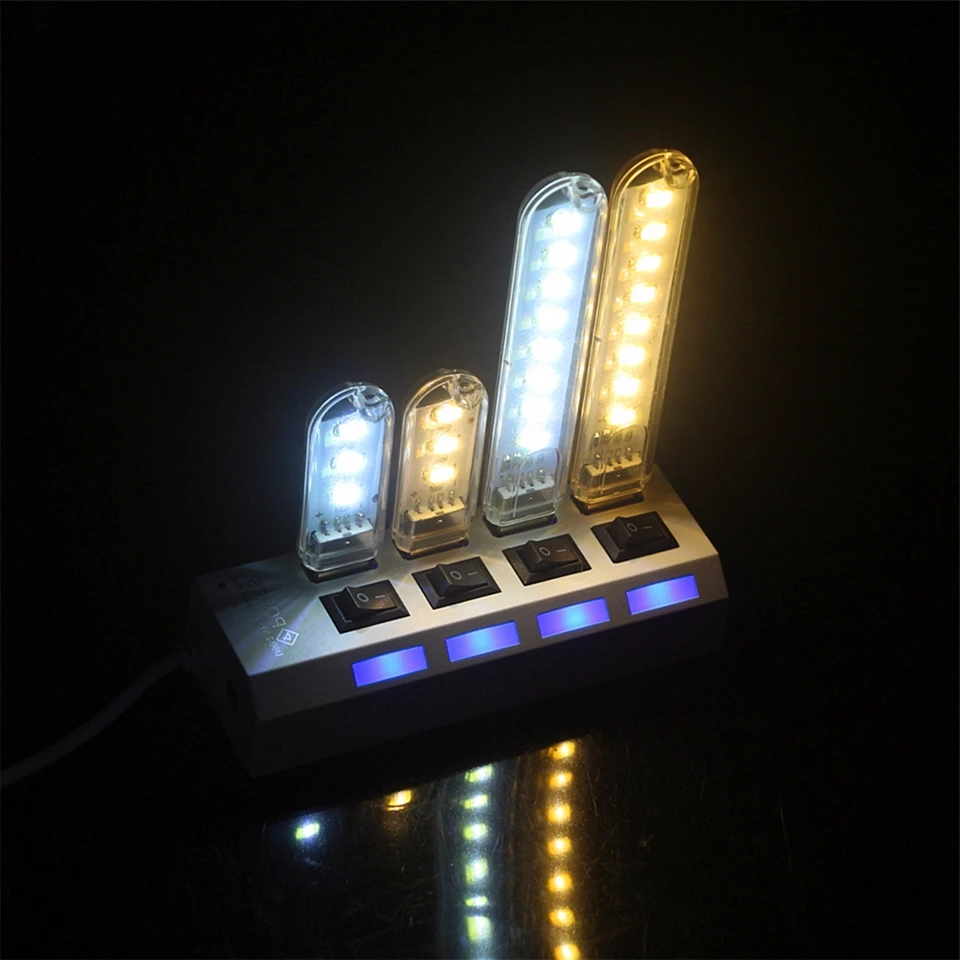 

Mini Mobile Power USB LED Lamp DC5V 3/8 LEDS Camping Computer Portable Night USB Reading Gadget Lighting For PC Laptop