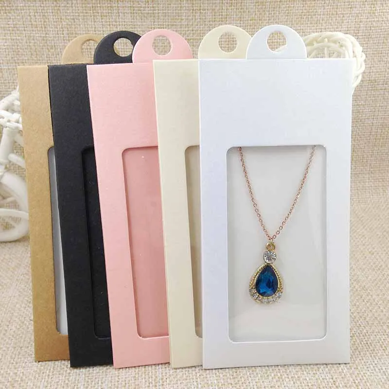 

Kraft Necklace Card & Hang Window Box Kraft /Black/White 13.5X6.5CM Earring Card ifg BOX Kraft Window Box accept custom