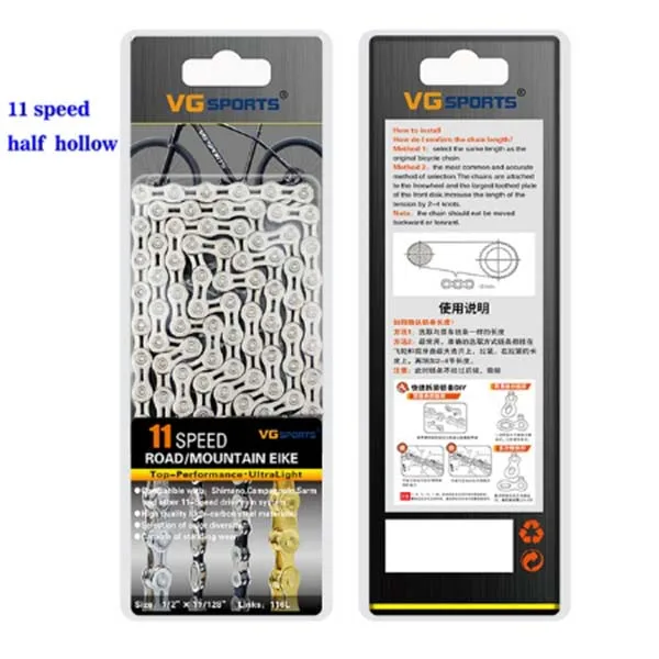 Bike Chain 8/9/10/11 Speed 116L Half Hollow Bike Chain Road Mountain MTB Bicycle Chains Silver Gold For Sram Shimano Campanolo - Цвет: 11SHalfhollow Silver