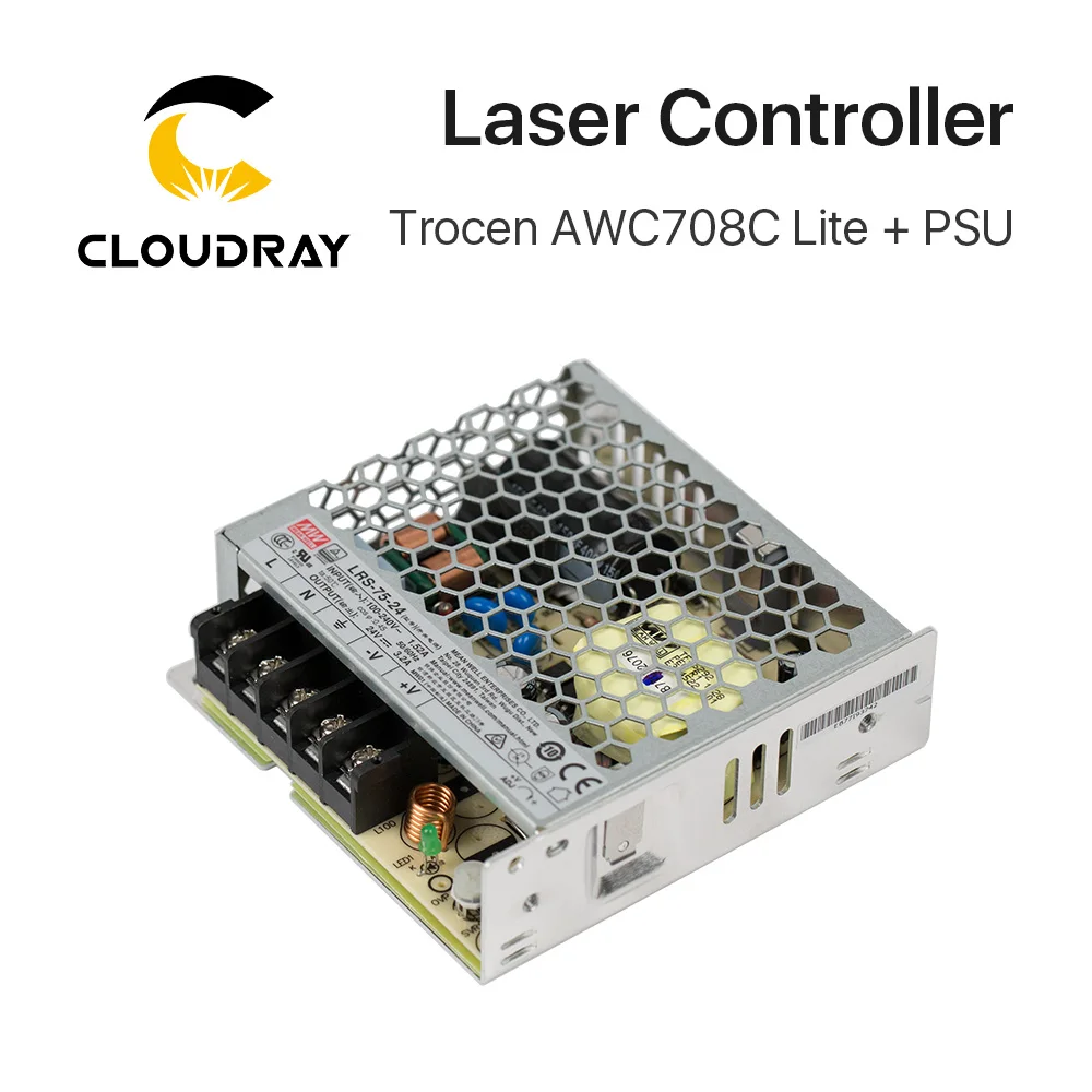 Лазерный контроллер Cloudray Trocen Anywells AWC708C Lite Co2 импульсный источник питания Meanwell 24 в 3