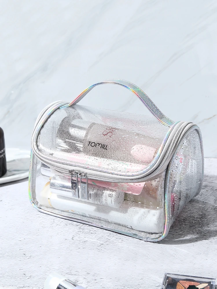 Прозрачный, простой, водонепроницаемый, вместительный мешок для стирки упражнений, банный мешок INS, ветряная сетка, красный, Супер горячая Портативная сумка для макияжа для девочек