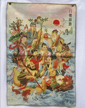 

Collectible Traditional Chinese Thangka of 8 God paintings ,Big size silk brocade painting