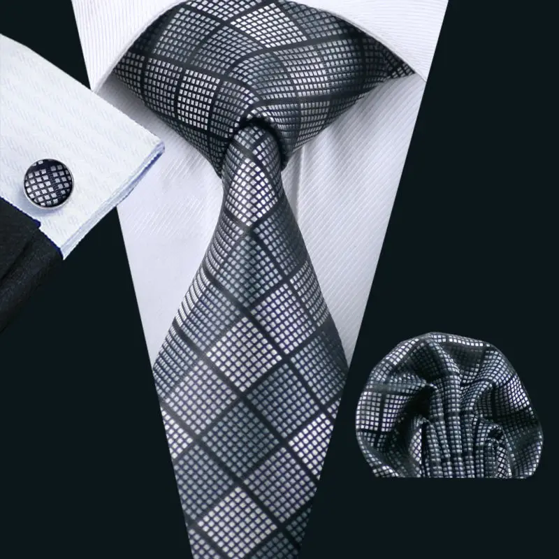 LS-1199, мужские галстуки, модный Клетчатый шелк, Barry.Wang, жаккардовый тканый галстук, носовой запонки, набор галстуков для мужчин, официальные, для свадьбы