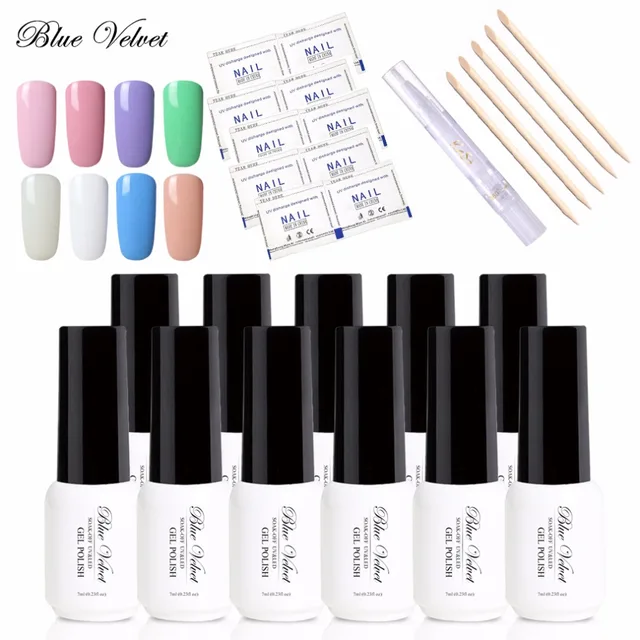 Blue Velvet 10pcs 7ml One Step Gel Nail Polish 5 Wood Stick 1 Blue Velvet 10pcs 7ml One Step Gel Nail Polish 5 Wood Stick 1 Soften