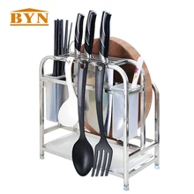 BYN Kitchen Knife Organizer Stand Knife Block Rack Holder Cutting Board and Kitchen Utensils Draining Holder Organizer Rack