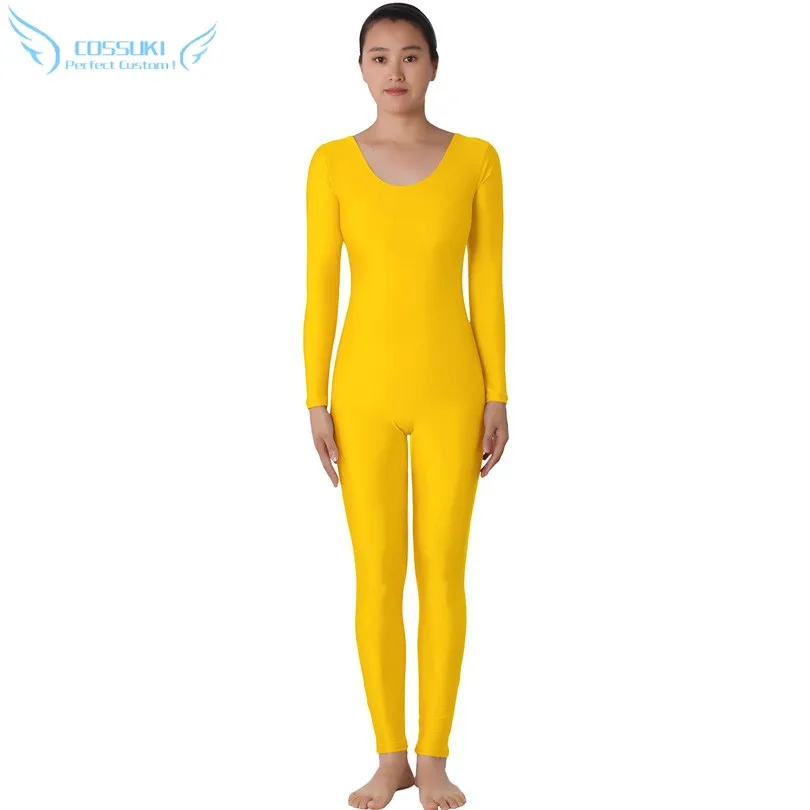 Cosplay&ware Yellow Lycra Headless Zentai Suit Spandex Full Body Skin Tight Jumpsuit Unitard Dancewear Bodysuit Costumes For Women -Zentai shop online