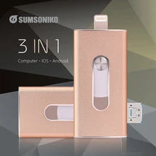Phone USB Flash Drive For iOS Android Computer 3IN1 Mobile Flash Disk Stainless Steel Gift Pen Drive 128GB 64GB 32GB