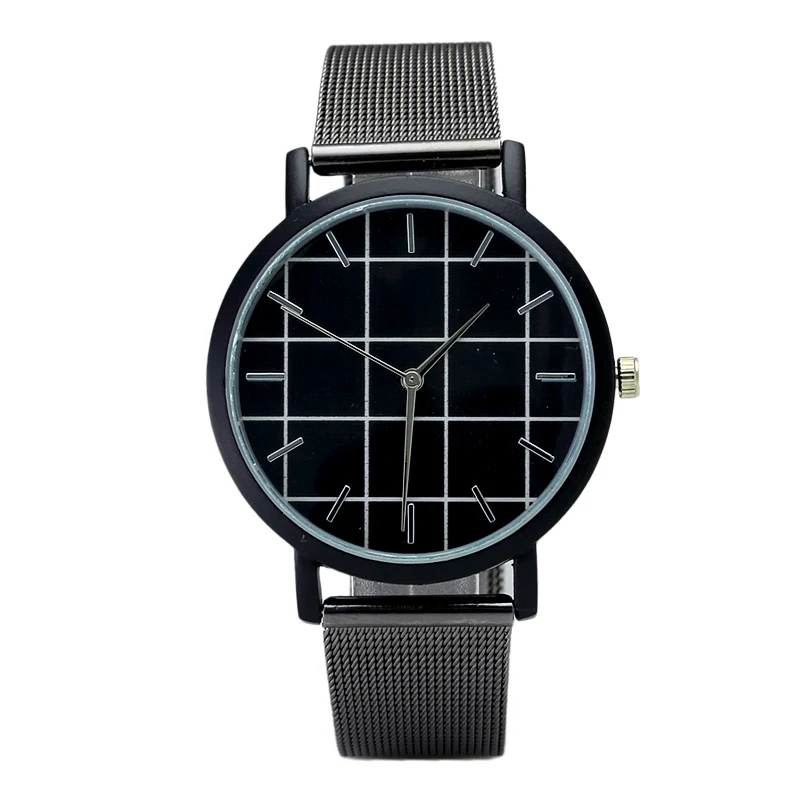 

2018 Fashion Unisex Mens Watches Women Alloy Mesh Belt Simple Grid Design Lover's Watch Top Brand Quartz Wrist Watch Relogio