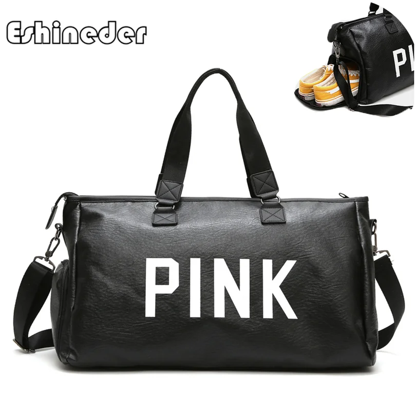 

ESHINEDER Women Fashionable Portable Travel Bags Large Capacity Training Luggage Bag Weekend Duffel Bag Bolso Mujer Grande Pink