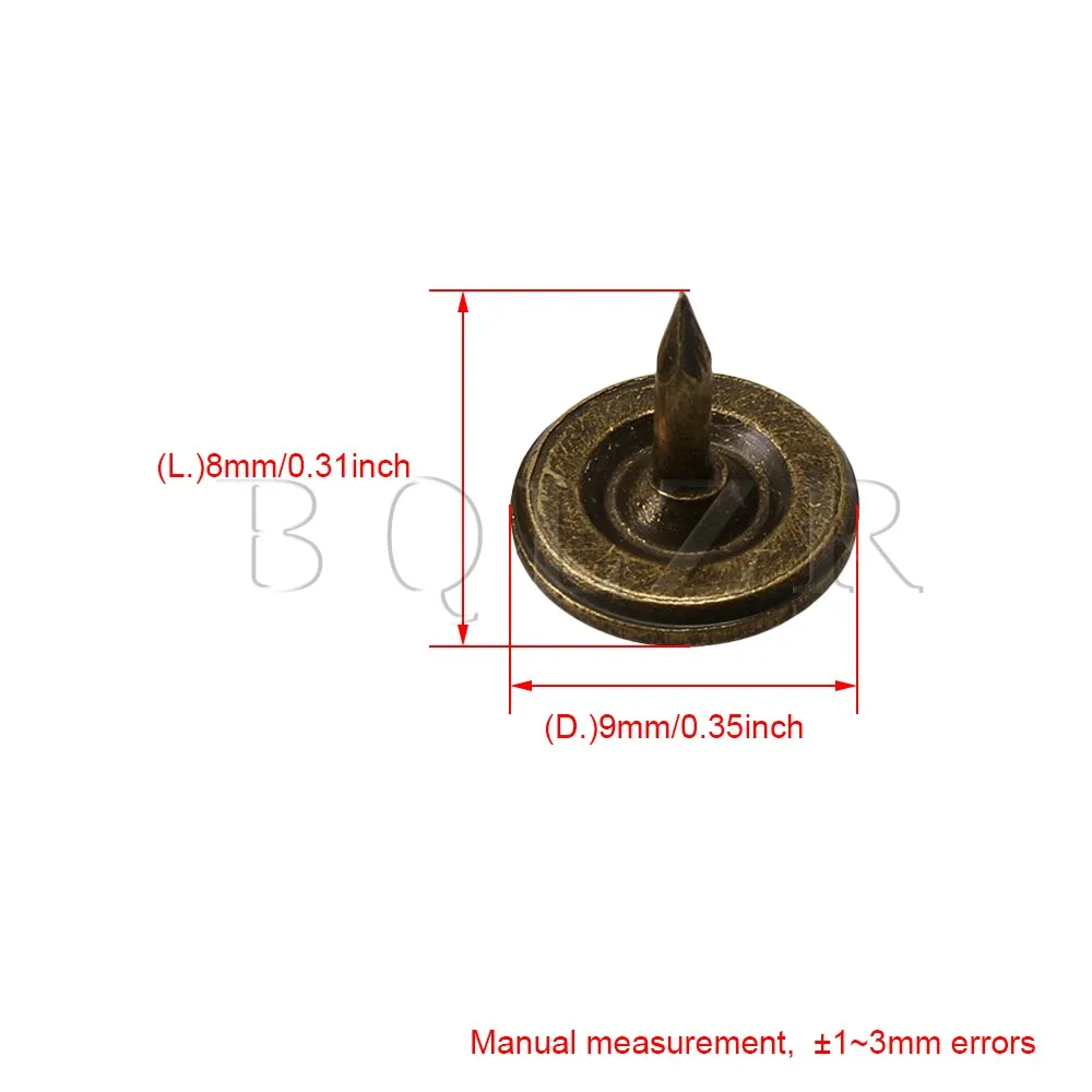 BQLZR 8x9 мм бронзовая винтажная плоская головка для большого пальца, мебельный декор, гвозди для мебели, дивана, двери, упаковка 100