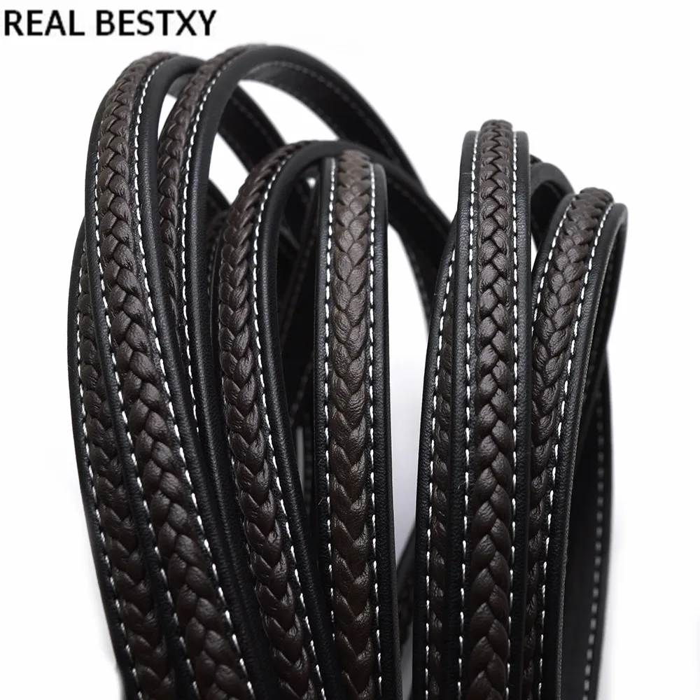 

Real Bestxy Braided Flat Leather Rope String Cord For Bracelet Jewelry Craft Making DIY Findings Wholesale 12x6mm leather cords