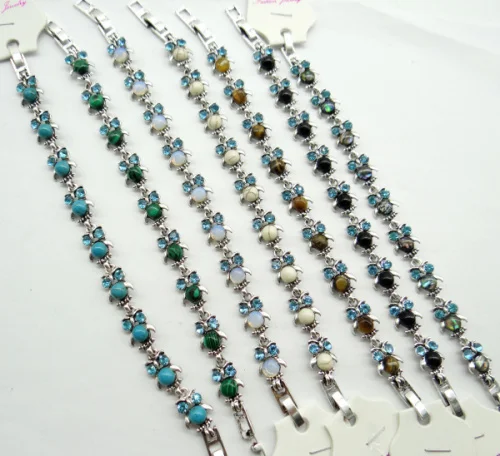 

Retro owl Natural stone tiger eye Turquoises Opal malachite Quartz crystal bracelet for diy Jewelry making Accessories A2