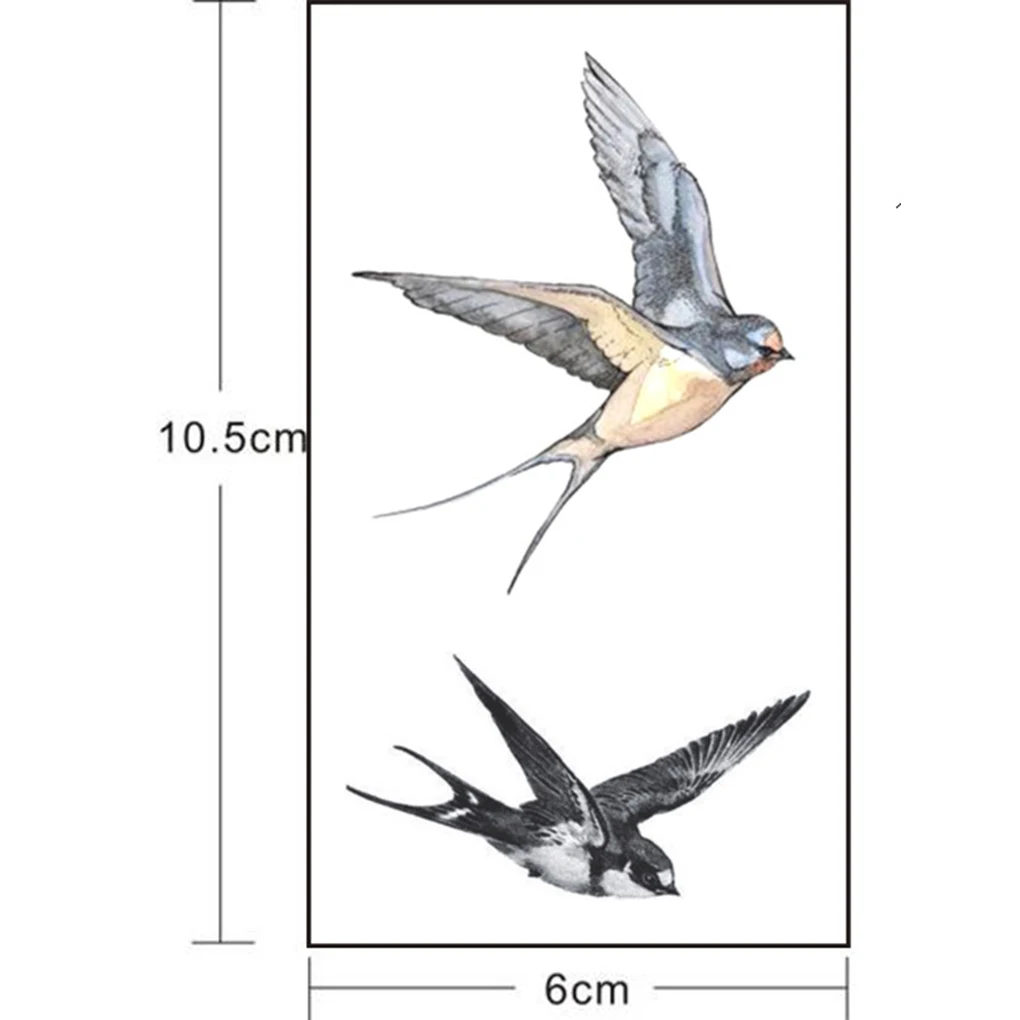 Муха Ласточки Птицы дизайн боди-арт тату девушка для мужчин и женщин на руку ноги запястье ноги рука Временная наклейка