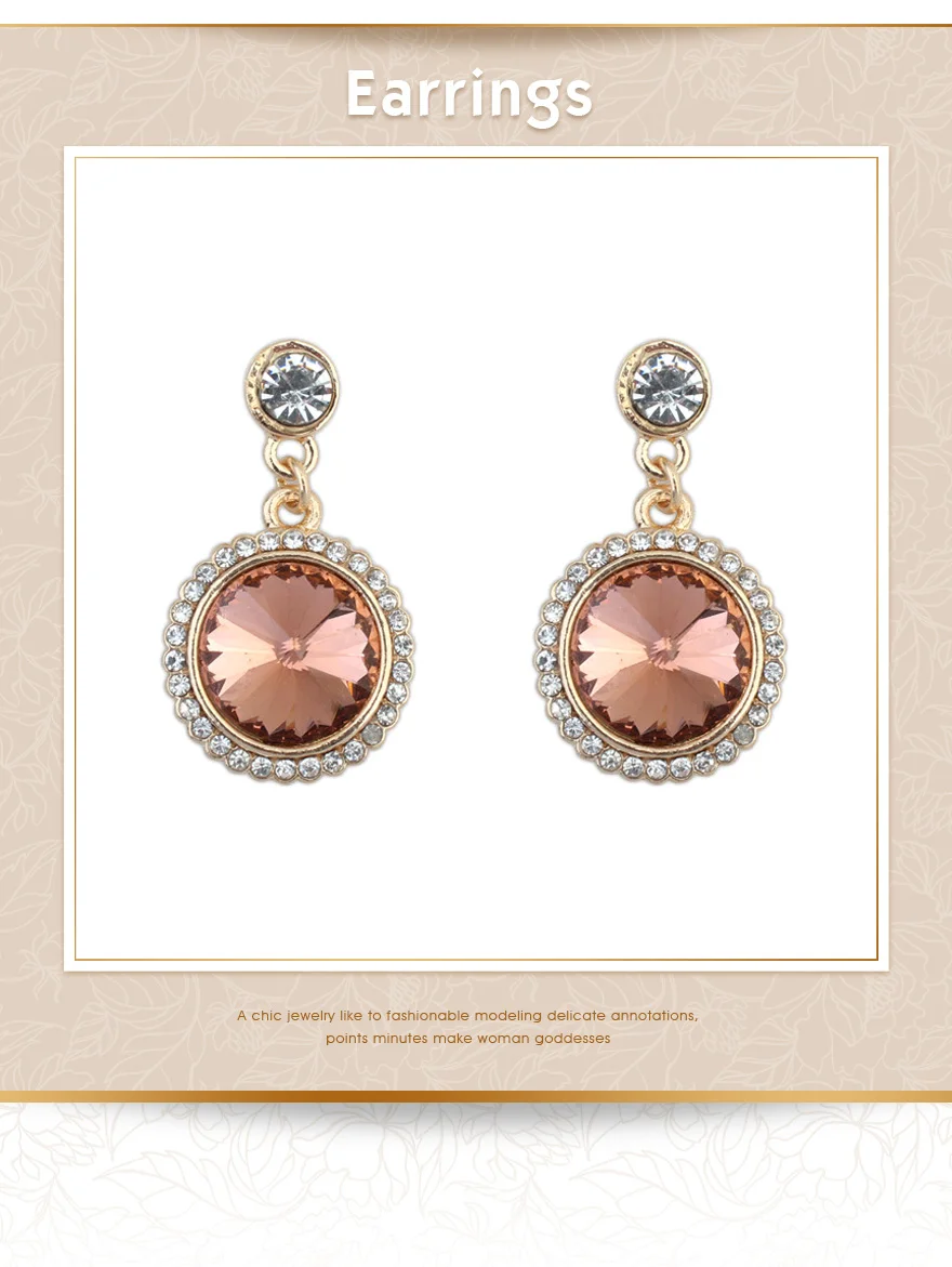 Round gem Crystal Earring (1)