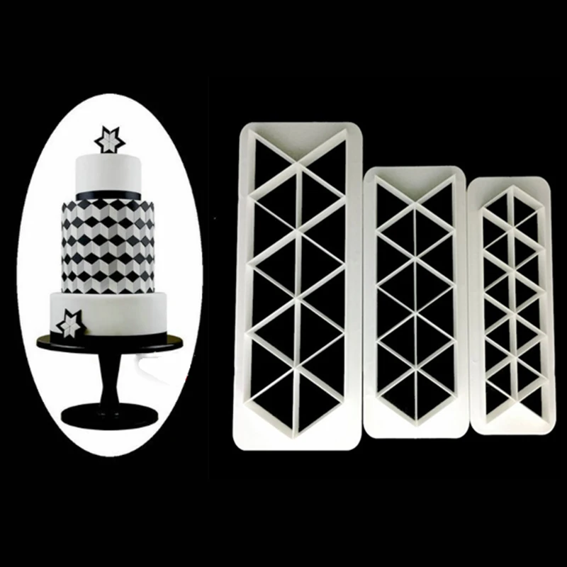 

3 pcs Geometry fondant cookie cuttter cake mold fondant cake decorating tools Baking Dessert Cake Moulds Free Shipping