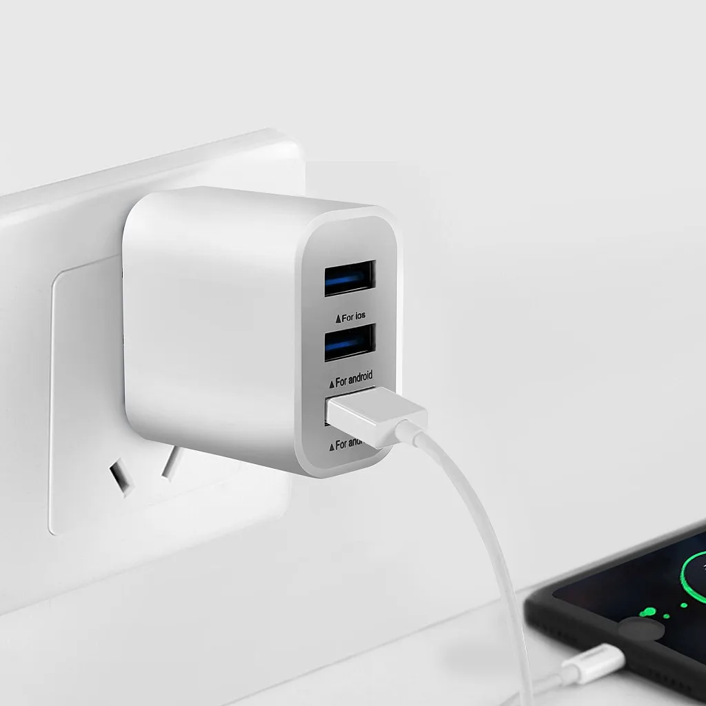 

3-Port 3.1A USB OUTPUT Wall Charger Multi-Port US Plug Travel Power Adapter For Apple iPhone Samsung Android Phones Tablets