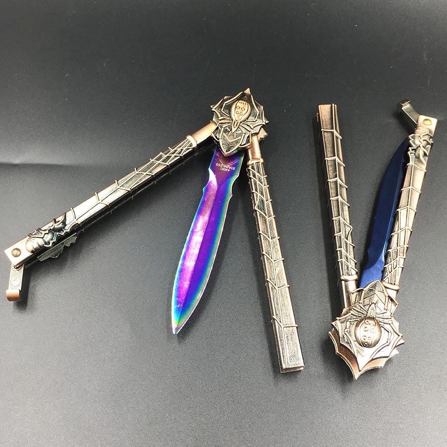Practice knife butterfly in knife training knife blade Karambit folding Knife gift trainer stainless steel + wooden gift box