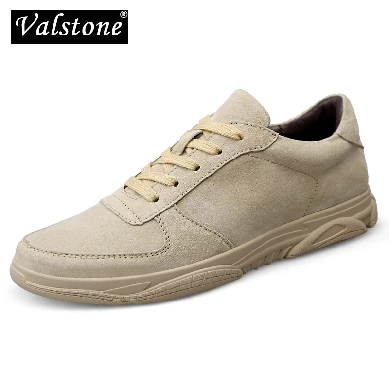 

Valstone Genuine leather Sneakers Men outdoor shoes autumn soft Khaki walking tourism shoes Quality natural leather casual shoes