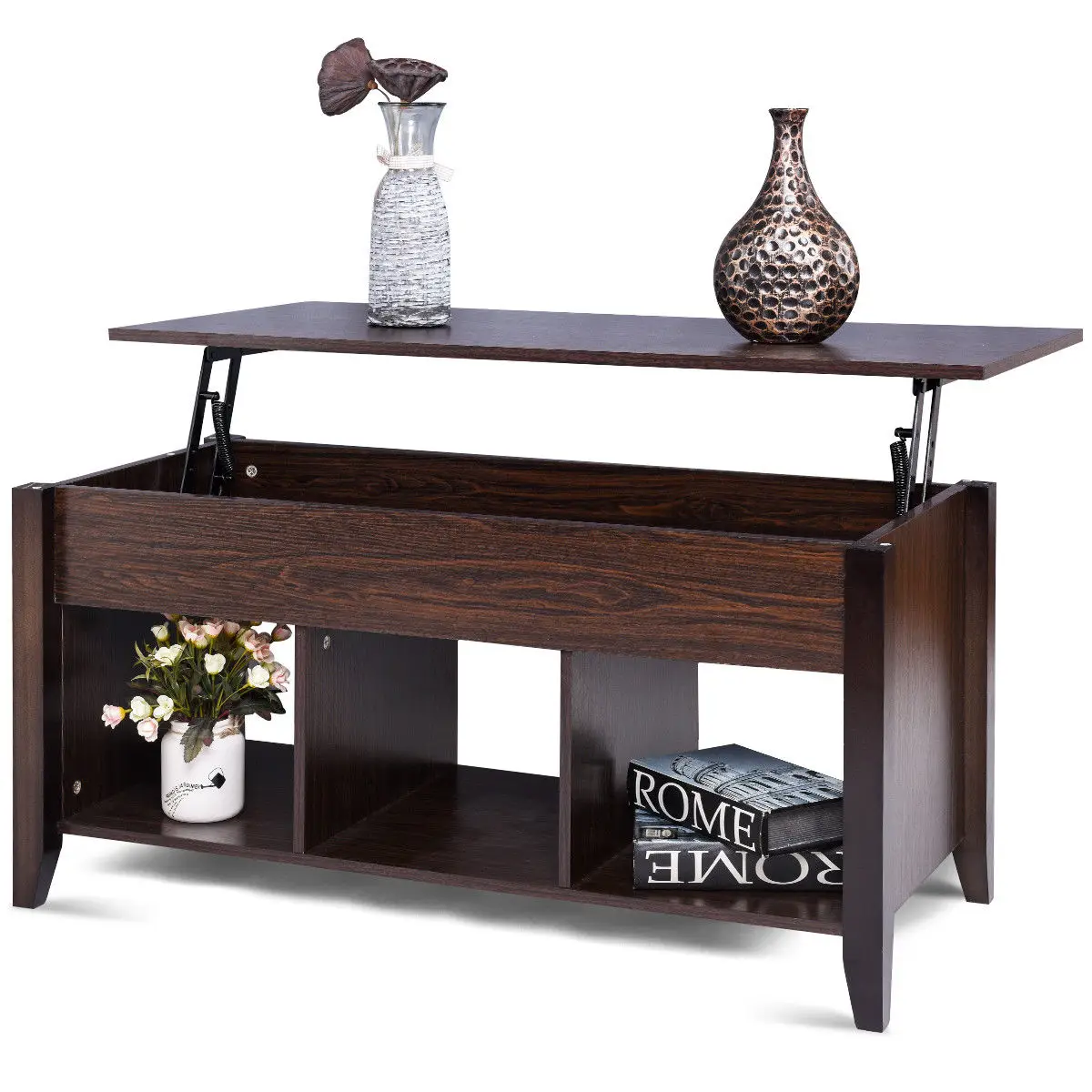 Giantex Lift Top Coffee Table with Hidden Compartment Storage Shelf Modern Wood Living Room Furniture HW56639BK