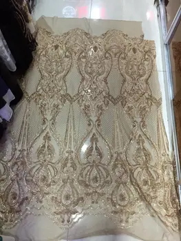

High quality Tulle Lace fabric 5 Yards/lot CiCi-32001-5 Embroidered sequins lace fabric Wholesale