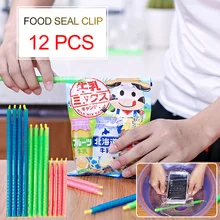 12 шт. кухонная сумка для хранения с зажимом, пластиковая ручка для хранения, барная сумка для хранения, бытовой герметик, зажим для закусок, свежих продуктов, стержень, Полоска, кухонный инструмент