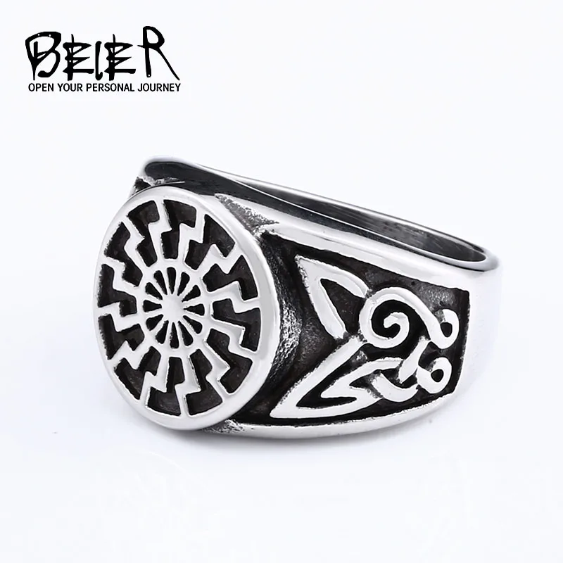 

BEIER stainless steel character geometry thor's hammer mjolnir Viking ring for man`s gift Punk rock Jewelry boy`s gift BR8-200