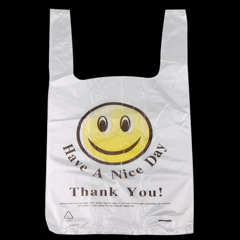 Details about   50pcs Smile Pattern Supermarket Grocery Plastic Shopping Bag 20x30cm FreePattern