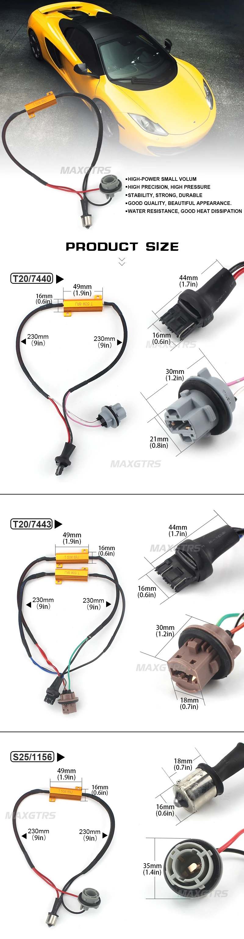 2x S25 T20 1156 BA15S 1157 7440 7443 3156 3157 50 Вт Автомобильный светодиодный поворот Син нагрузочный резистор Canbus Error Free проводки декодер компенсатора