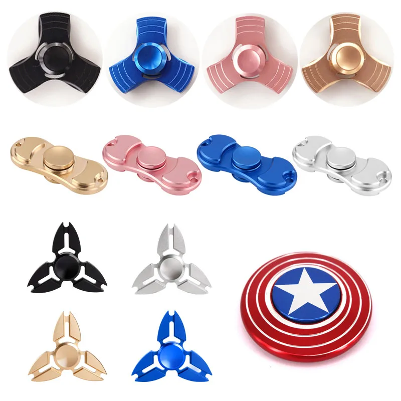 Капитан Америка EDC Спиннер НЛО Tri-spinner ручной сплав палец игрушки тревога стресс