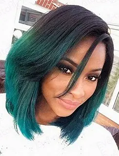 Hot Sales Kylie Jenner Premium Ombre Black To Green Synthetic Lace
