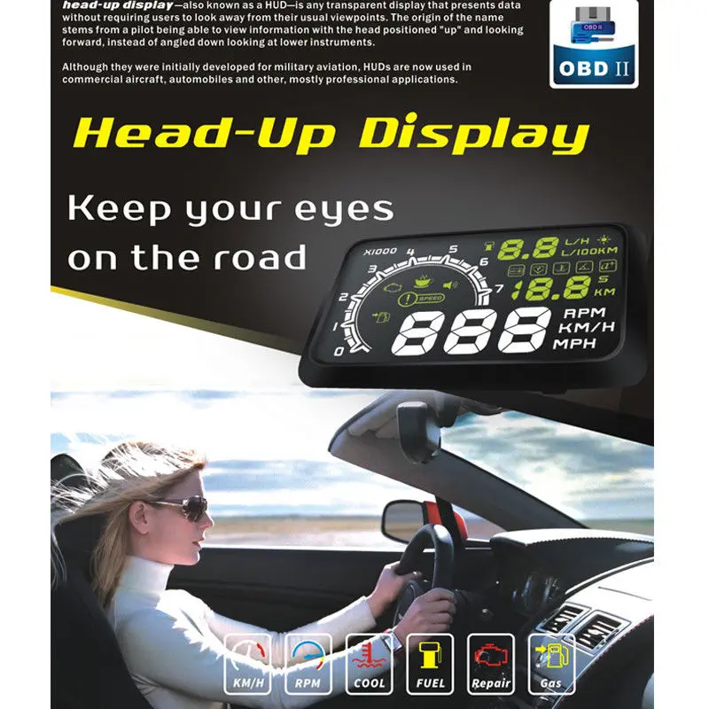 2019 Новый HUD Дисплей для автомобиля OBD2 II умный датчик скорости автоматический OBD 2