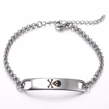 Крутой пиратский череп из нержавеющей стали ID браслет на подарок для мужчин и женщин SSL002