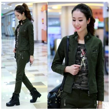 Chaqueta verde militar para Mujer, abrigos de camuflaje bordados de algodón  con cremallera, Talla M, L, XL, 2XL, primavera y otoño, 2023 - AliExpress