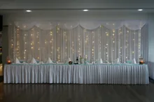 White Wedding Stage Backdrop 10ft * 20ft with Led lights light backdrop