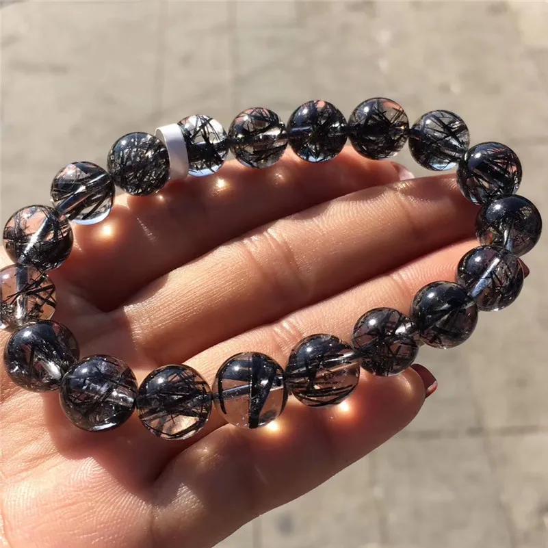 Natural Black Hair Rutilated Quartz Stone Bracelet (3)