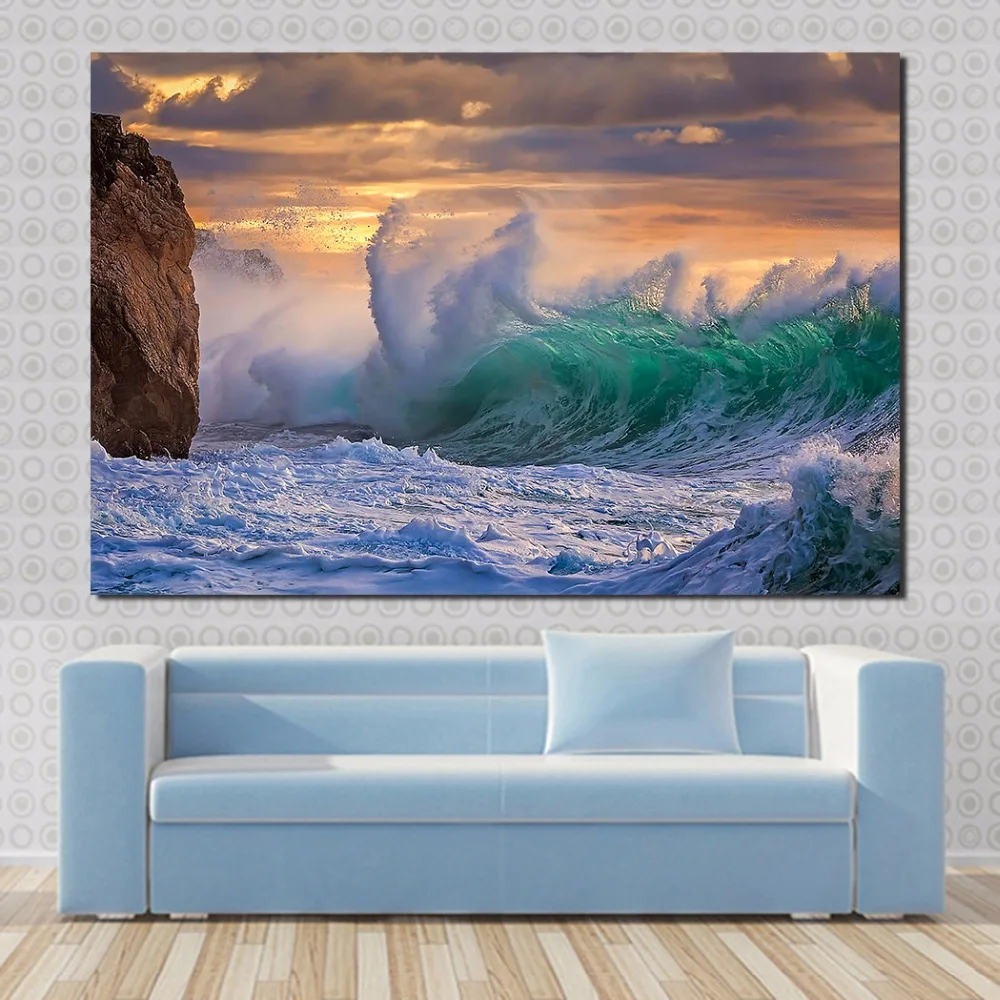 Q384C clouds of the storm waves rock Sea Sky -4
