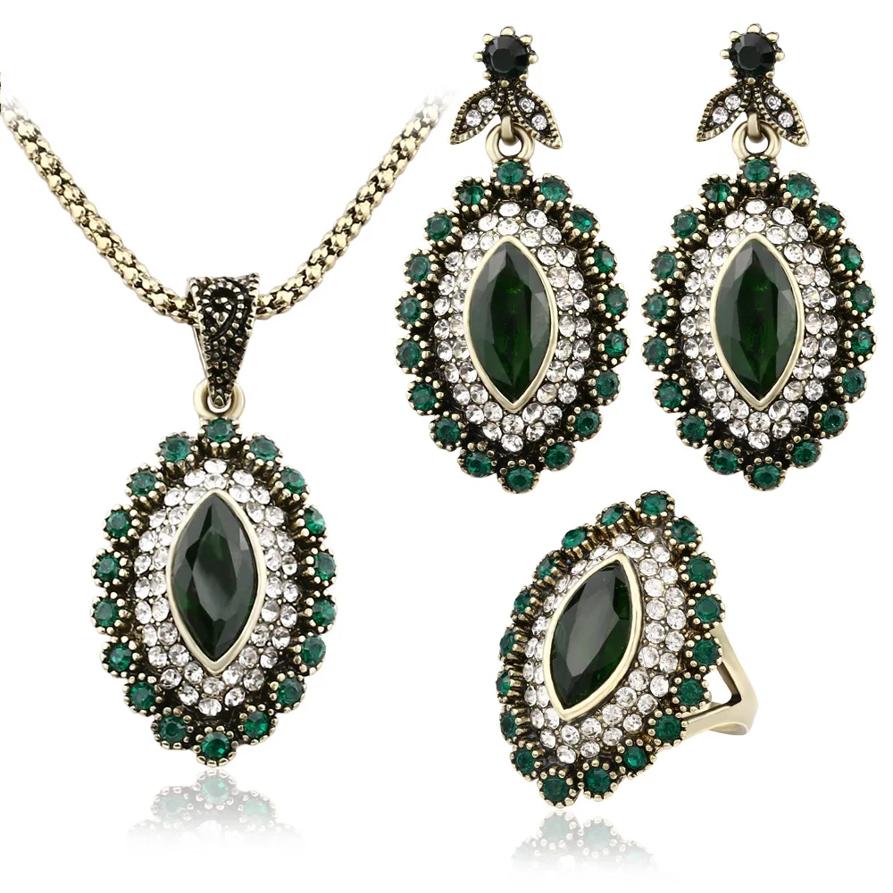 Utimtree Trendy Gold Color Turkey Jewelry Sets Geometric Crystal