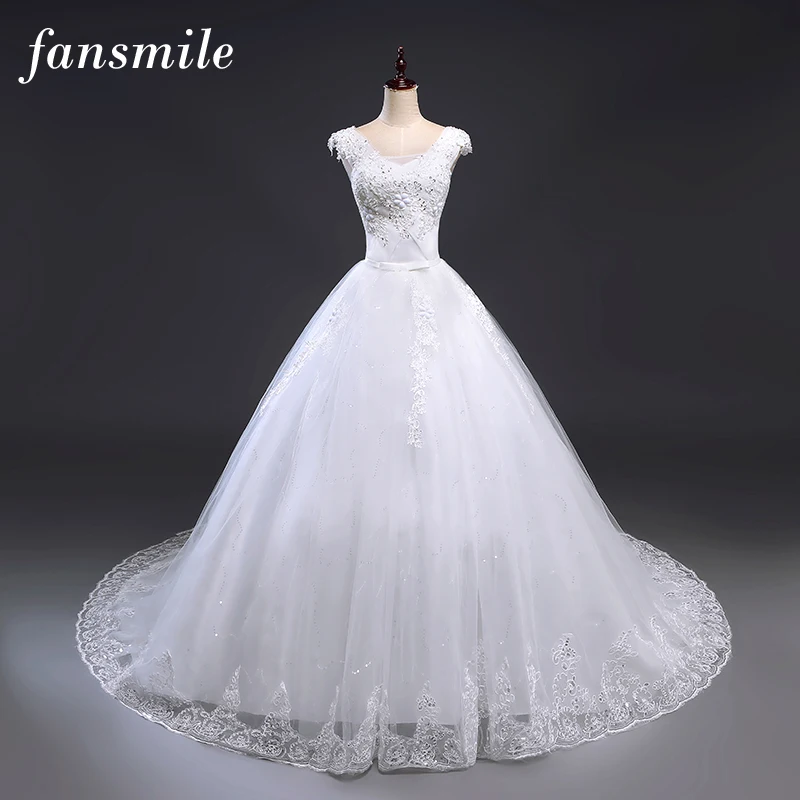 Fansmile дешевые Винтаж на шнуровке Свадебные платья плюс Размеры Свадебный платья платье Vestido de Noiva FSM-238T