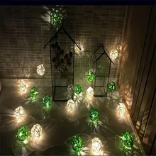 4 м 20 Таиланд 4 cmRattan шары светодиодный гирлянда со сказочными огнями зеленый/белые шарики для свадьбы украшения для рождественской вечеринки