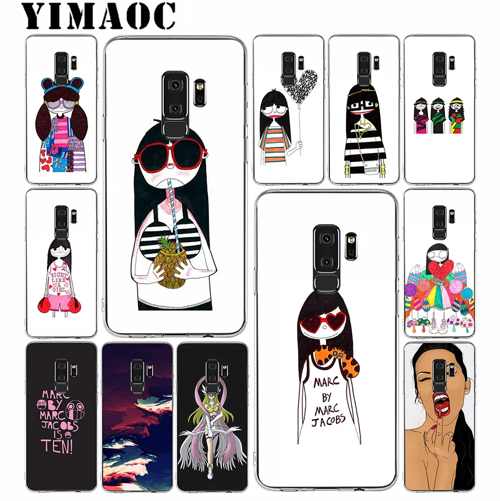 Lovely Cute Fashion Girl Soft Silicone Case for Samsung Galaxy A5 A6 Plus A7 A8 A9 2018 J3 J5 J6 J7 2016 2017 EU Version |